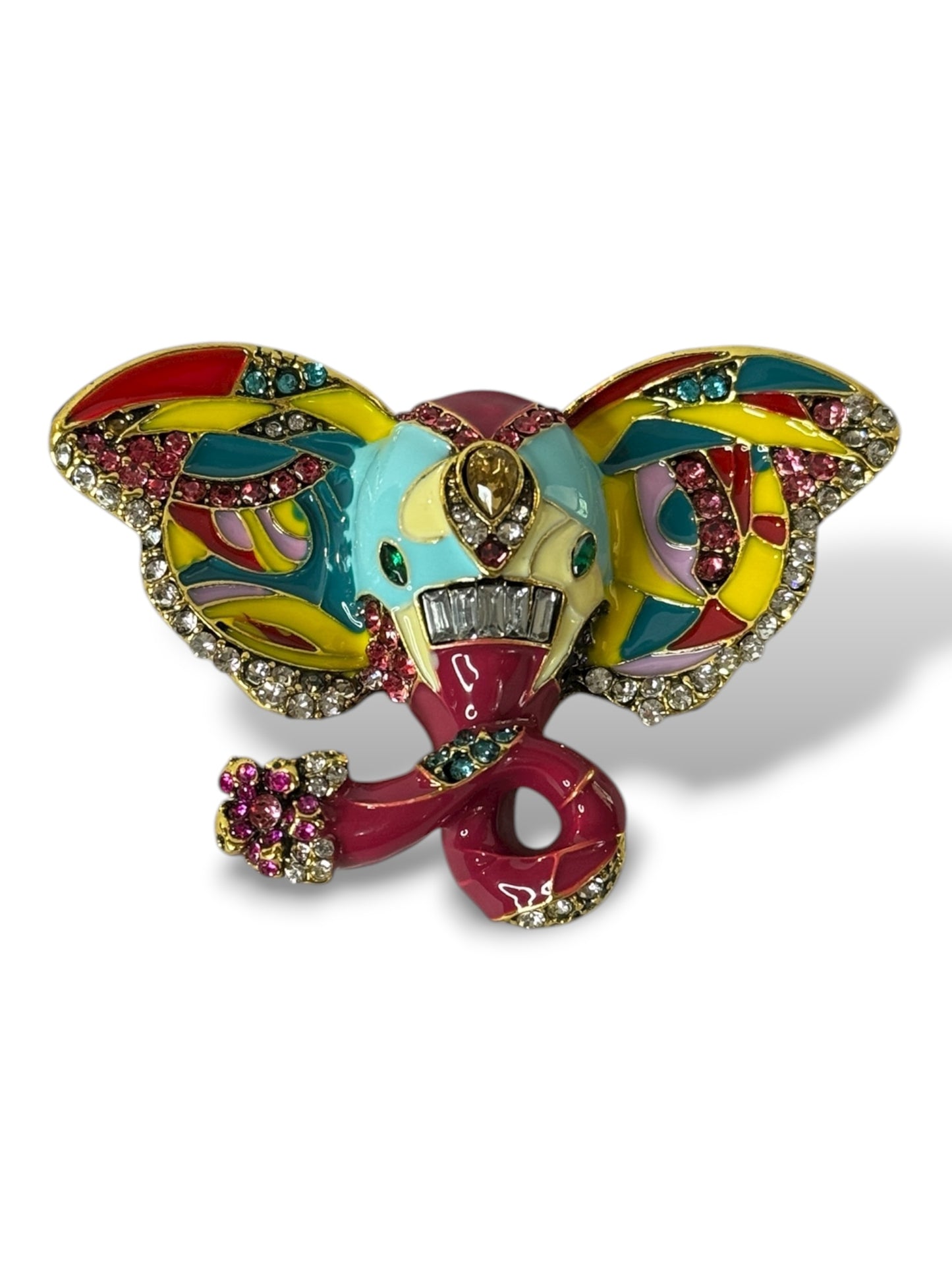 ELEPHANT - GRANDE BROCHE MULTICOLORE AVEC STRASS