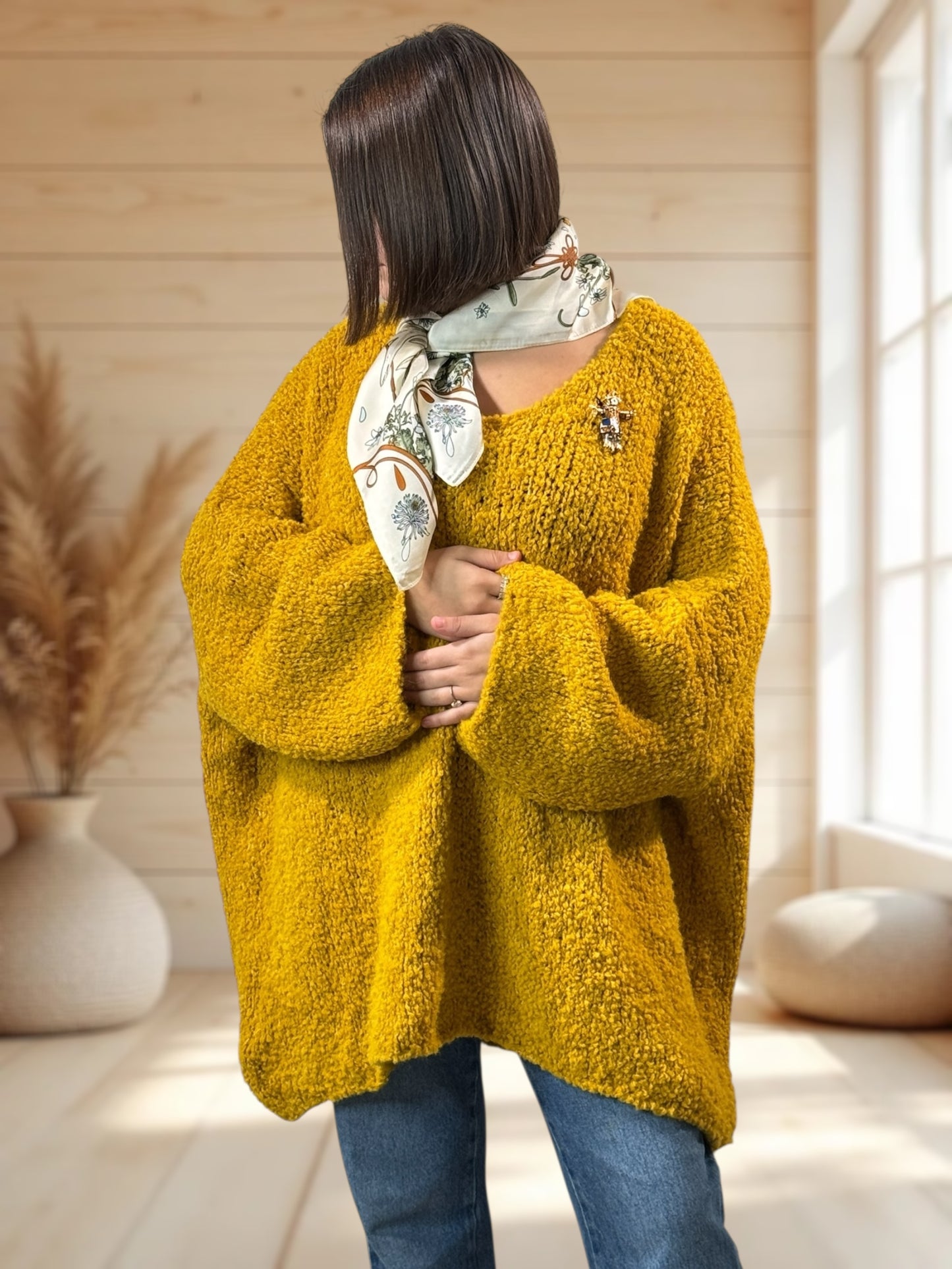 LAETITIA - PULL JAUNE OVERSIZE JUSQU'A LA TAILLE 58