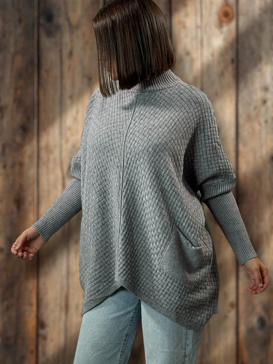 JOE - PULL GRIS 2 POCHES JUSQU'A LA TAILLE 54