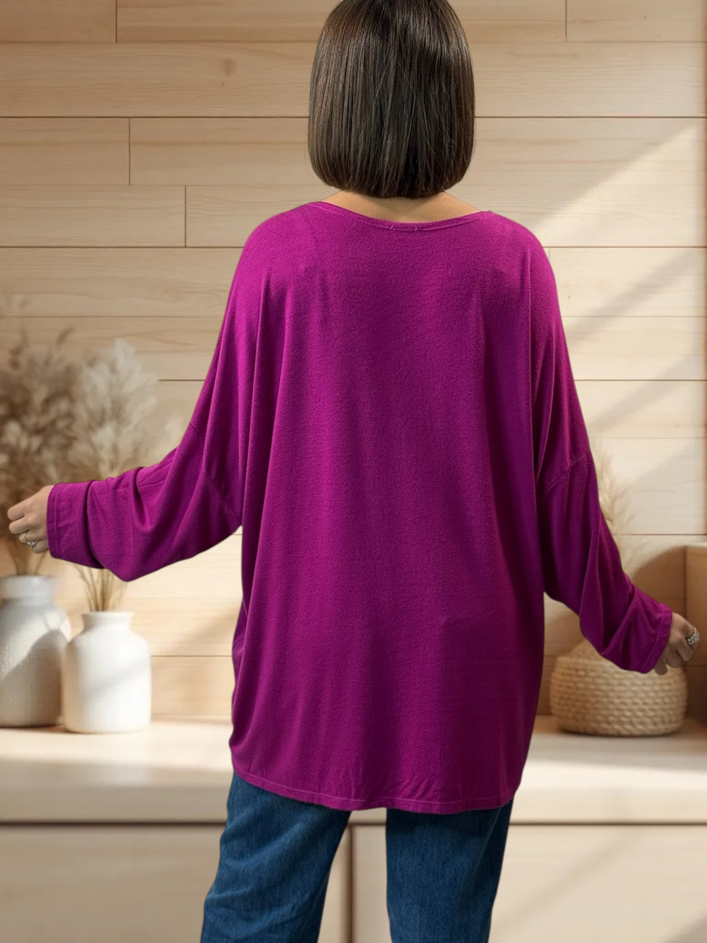 BICHETTE - PULL CYCLAMEN EN MAILLE FLUIDE JUSQU'A LA TAILLE 54/56