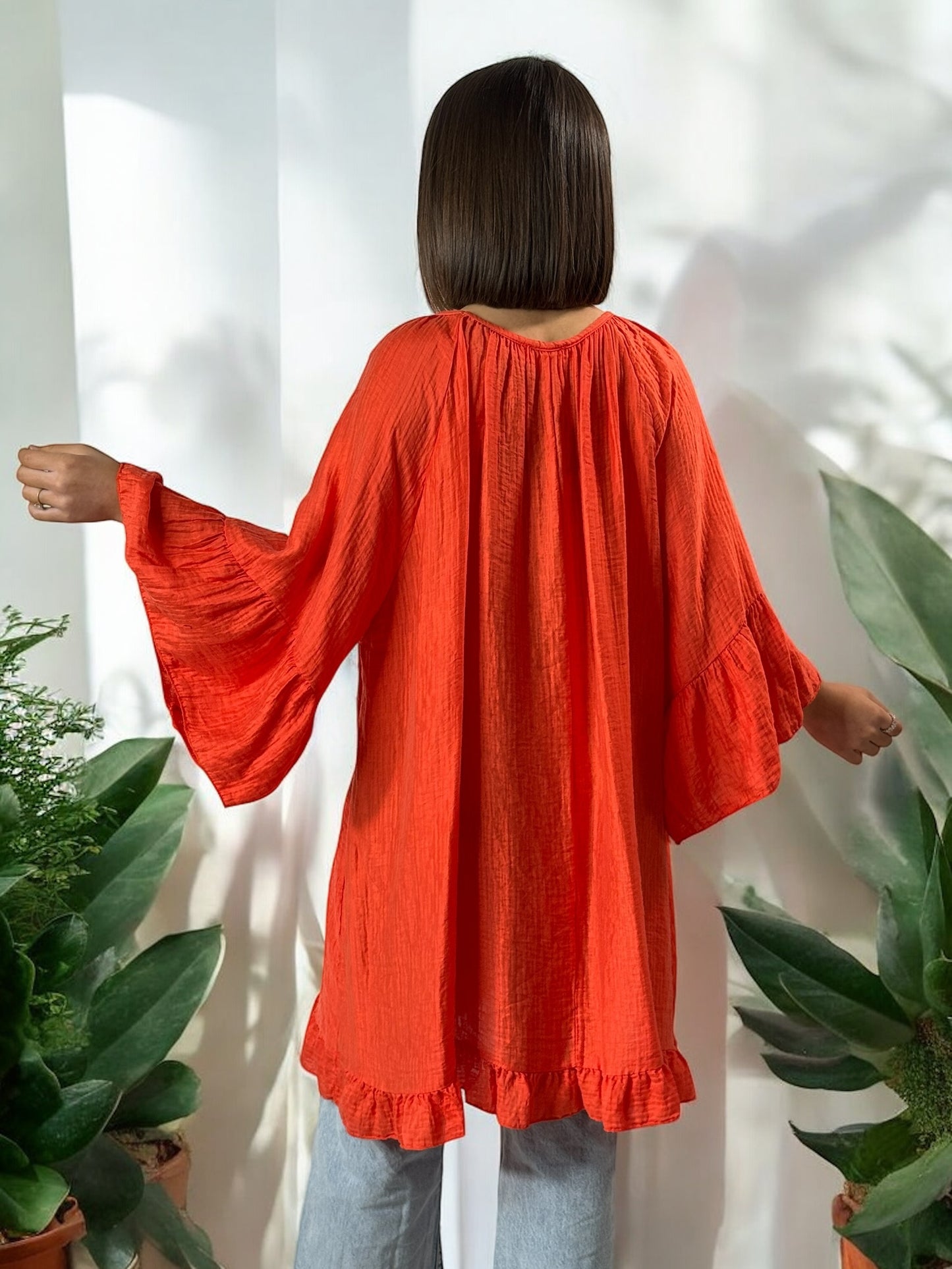 BERLINGOT - TUNIQUE OVERSIZE ORANGE JUSQU'A LA TAILLE 58/60