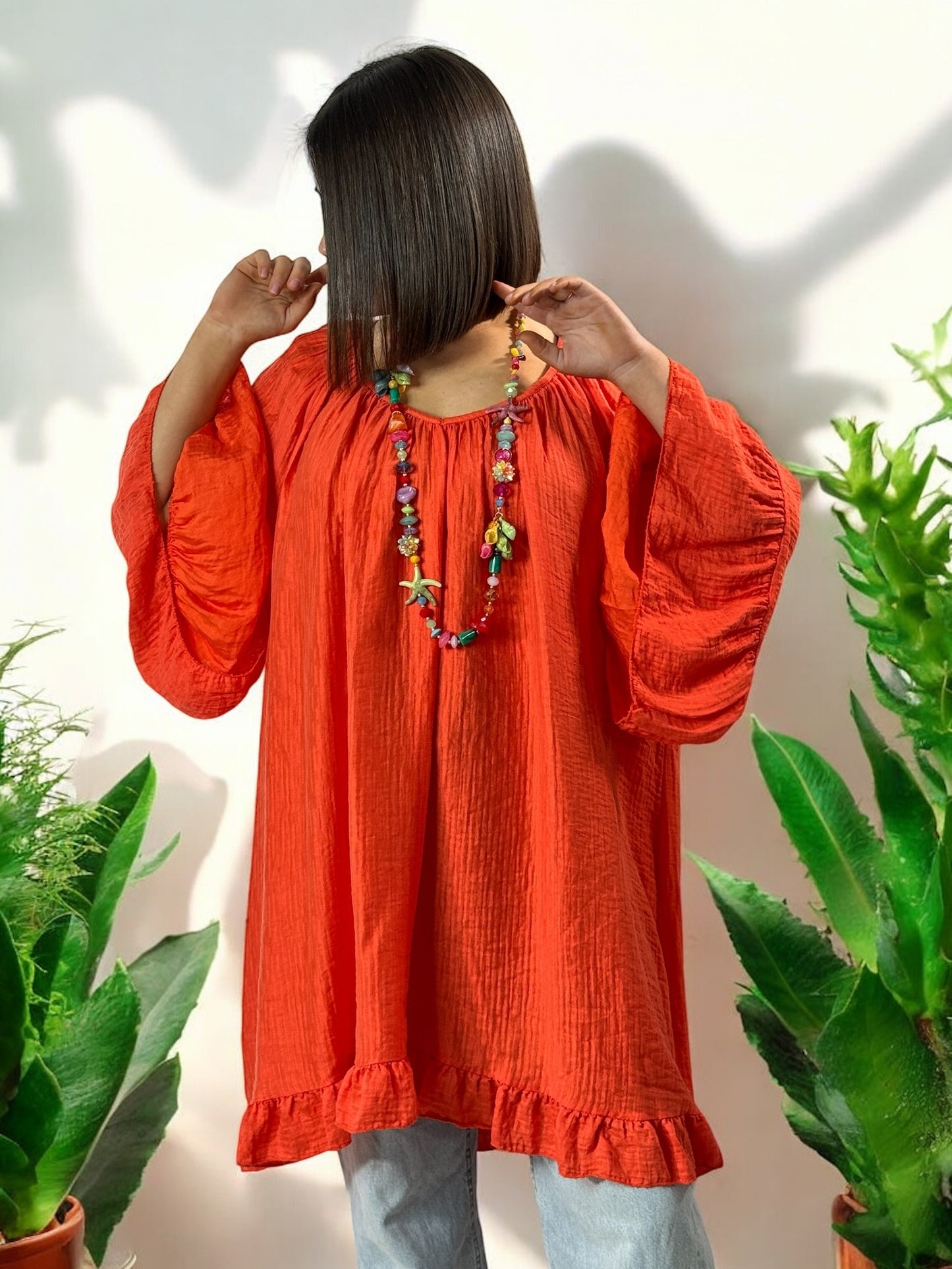 BERLINGOT - TUNIQUE OVERSIZE ORANGE JUSQU'A LA TAILLE 58/60