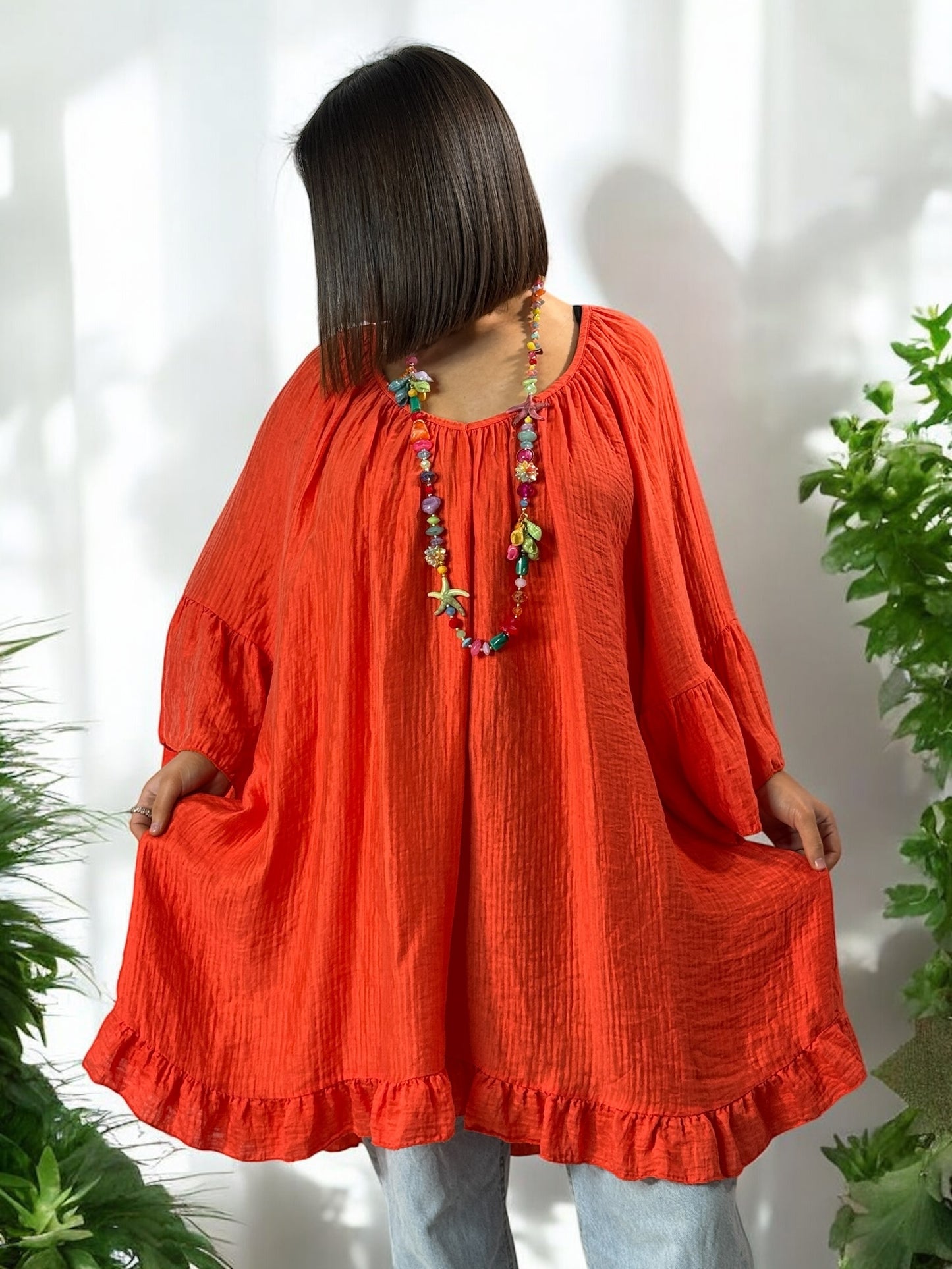 BERLINGOT - TUNIQUE OVERSIZE ORANGE JUSQU'A LA TAILLE 58/60