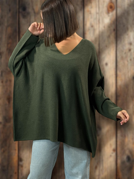 PALOMA - PULL OVERSIZE KAKI JUSQU'A LA TAILLE 56