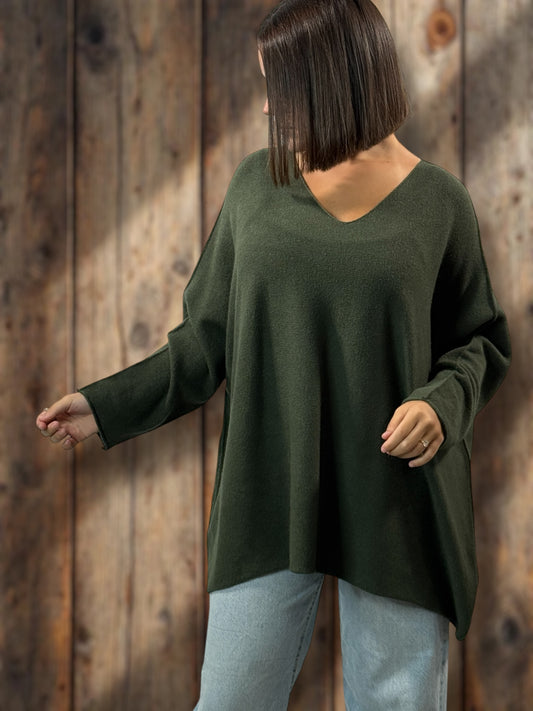 PALOMA - PULL OVERSIZE KAKI JUSQU'A LA TAILLE 56