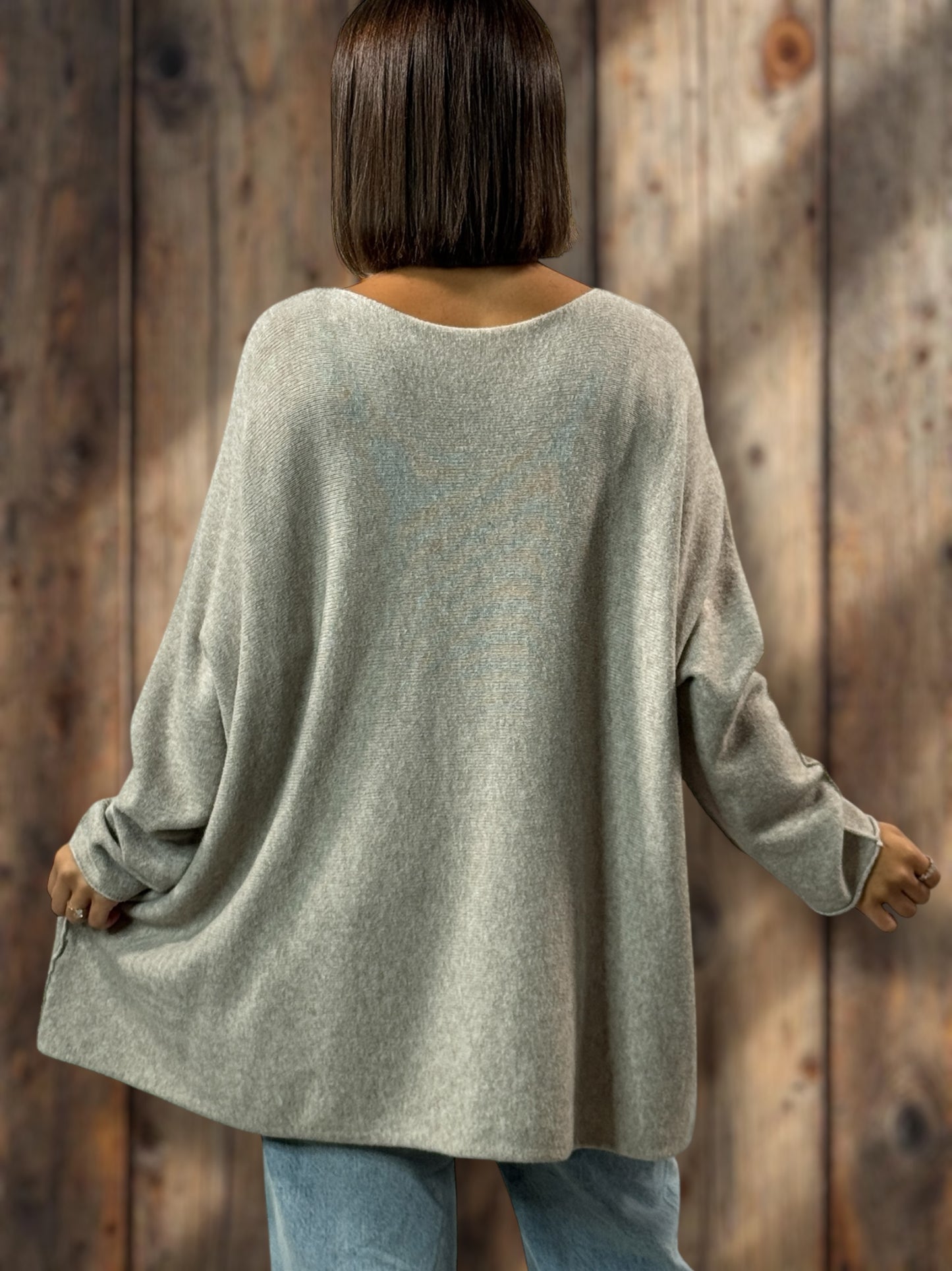 PALOMA - PULL OVERSIZE TAUPE JUSQU'A LA TAILLE 56