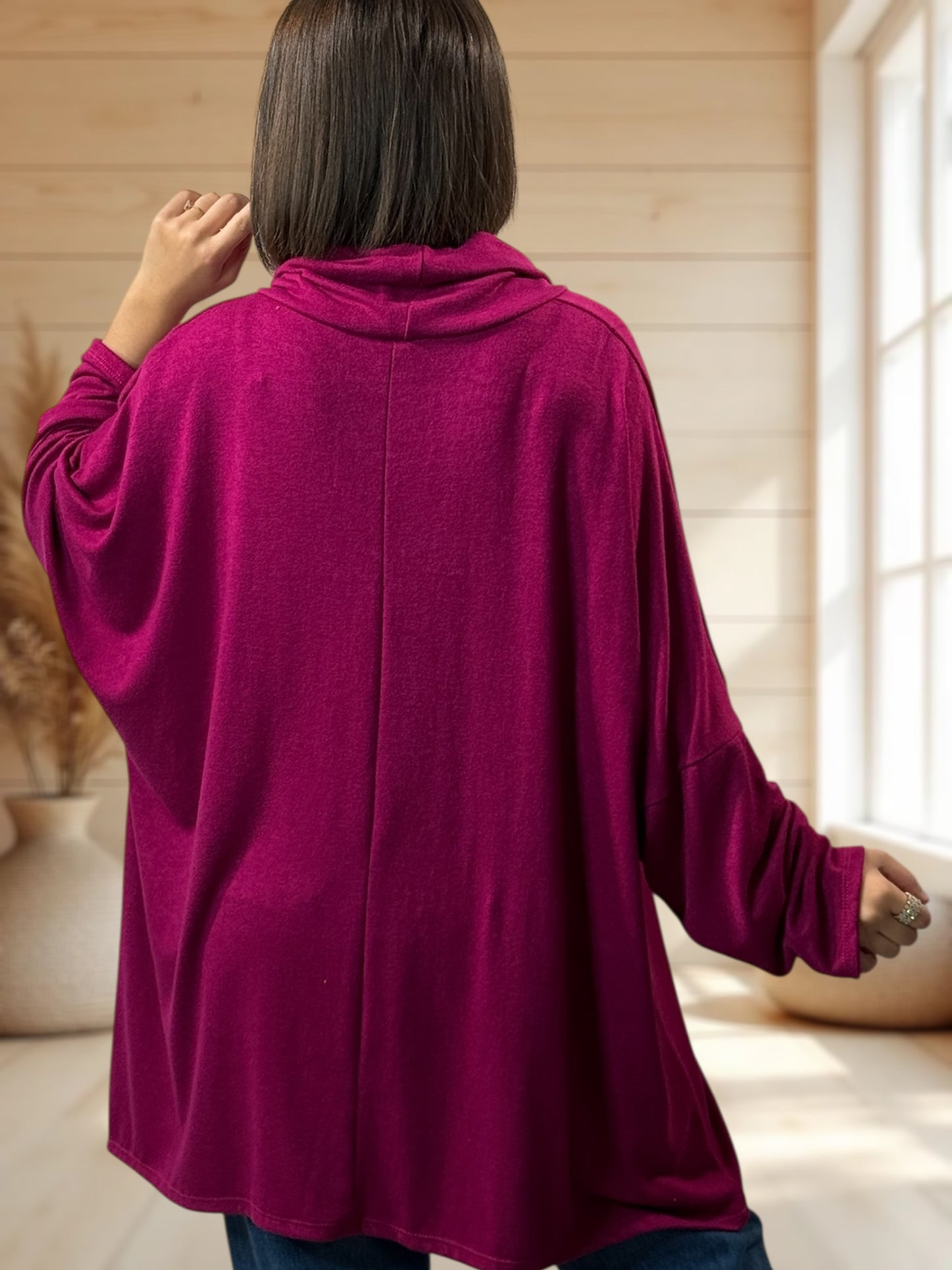 ABIGAIL - PULL OVERSIZE CYCLAMEN EN MAILLE FLUIDE JUSQU'A LA TAILLE 56
