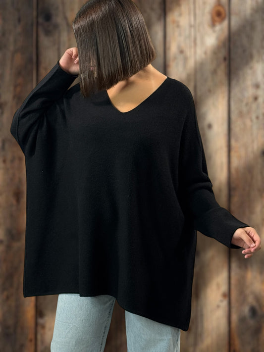 PALOMA - PULL OVERSIZE NOIR JUSQU'A LA TAILLE 56