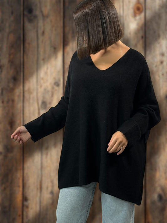 PALOMA - PULL OVERSIZE NOIR JUSQU'A LA TAILLE 56