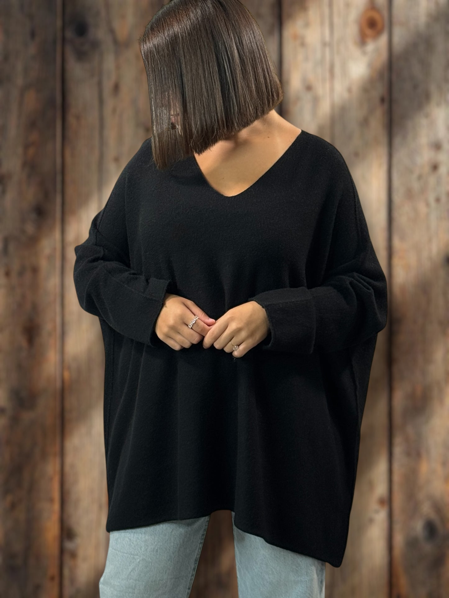 PALOMA - PULL OVERSIZE NOIR JUSQU'A LA TAILLE 56