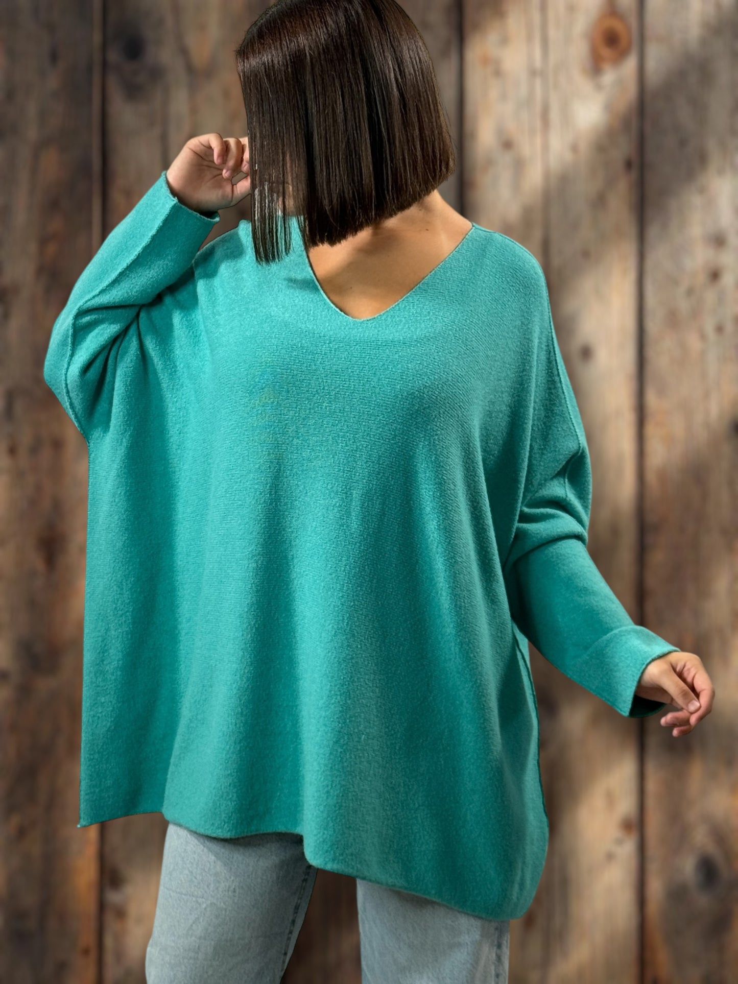 PALOMA - PULL OVERSIZE TURQUOISE JUSQU'A LA TAILLE 56