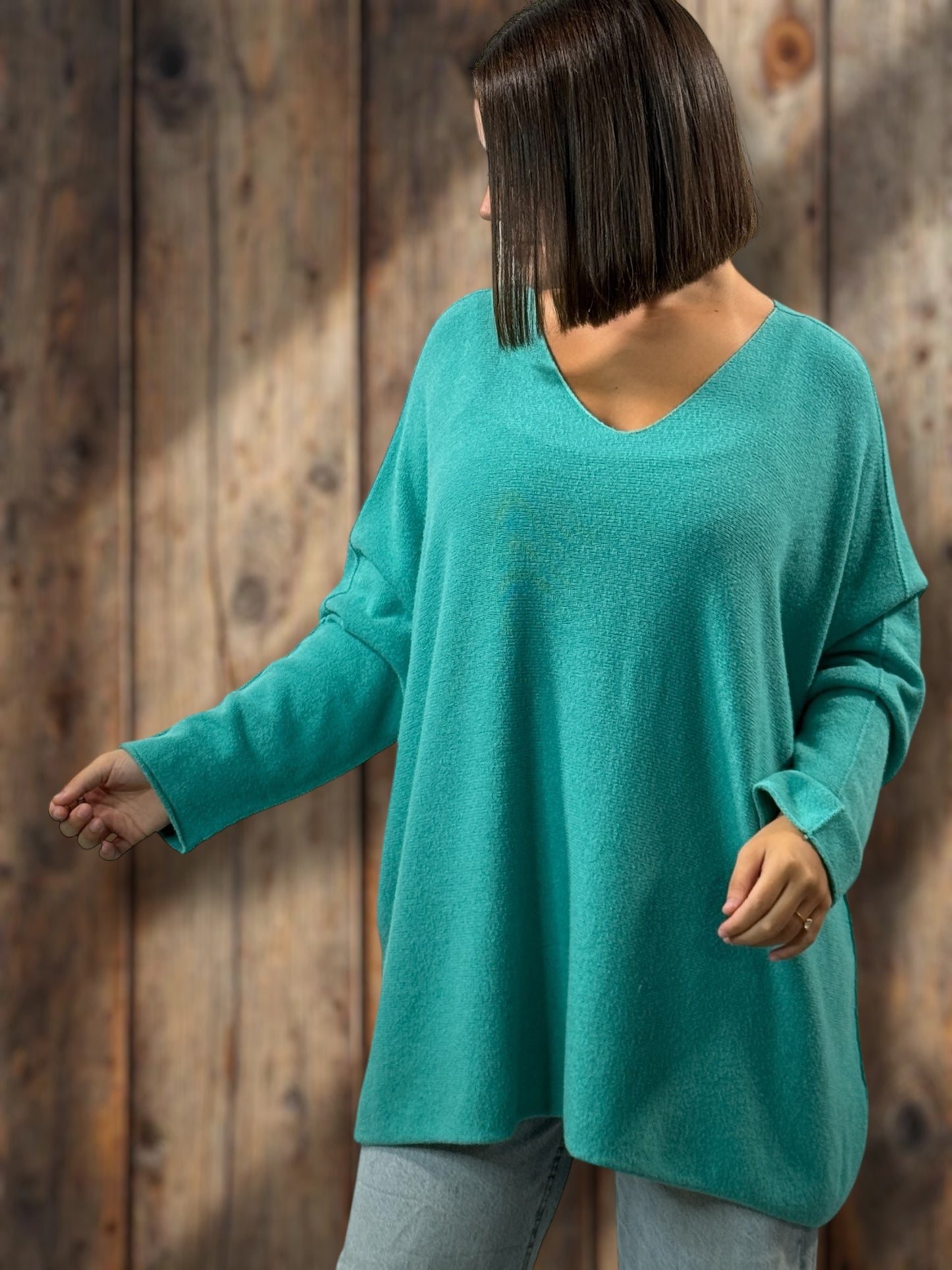 PALOMA - PULL OVERSIZE TURQUOISE JUSQU'A LA TAILLE 56