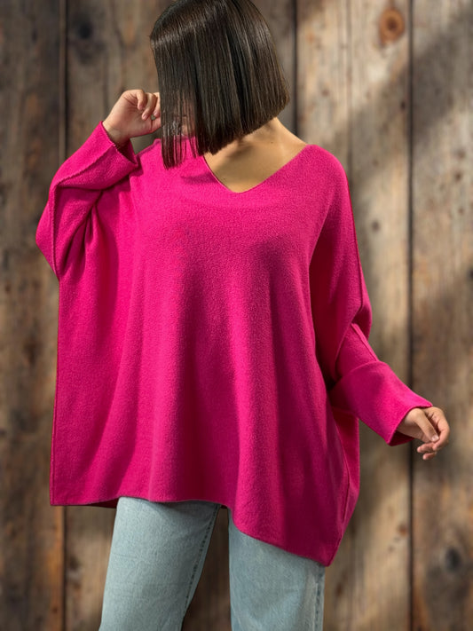 PALOMA - PULL OVERSIZE FUCHSIA JUSQU'A LA TAILLE 56