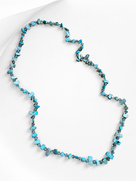 REFB4 - SAUTOIR EN PERLE DE VERRE TURQUOISE