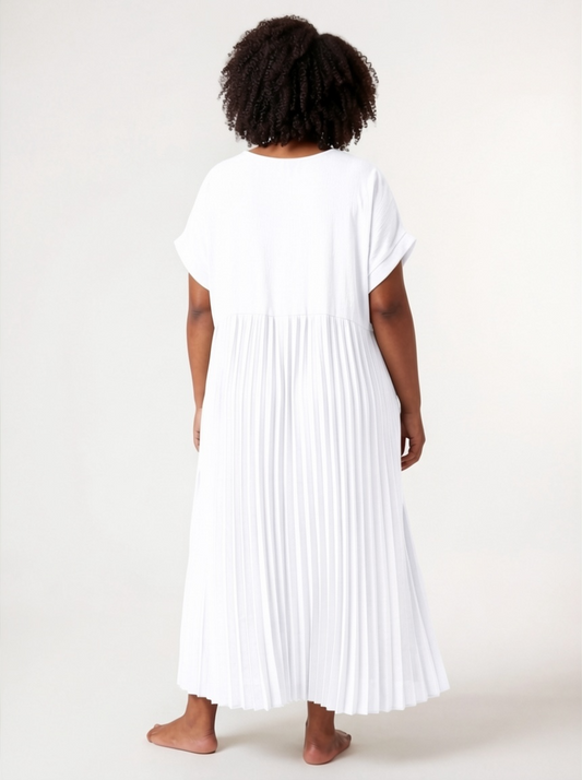 MELODIE - ROBE BLANCHE PLISSEE JUSQU'A LA TAILLE 56