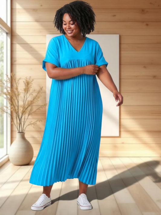 MELODIE - ROBE LAGON PLISSEE JUSQU'A LA TAILLE 56