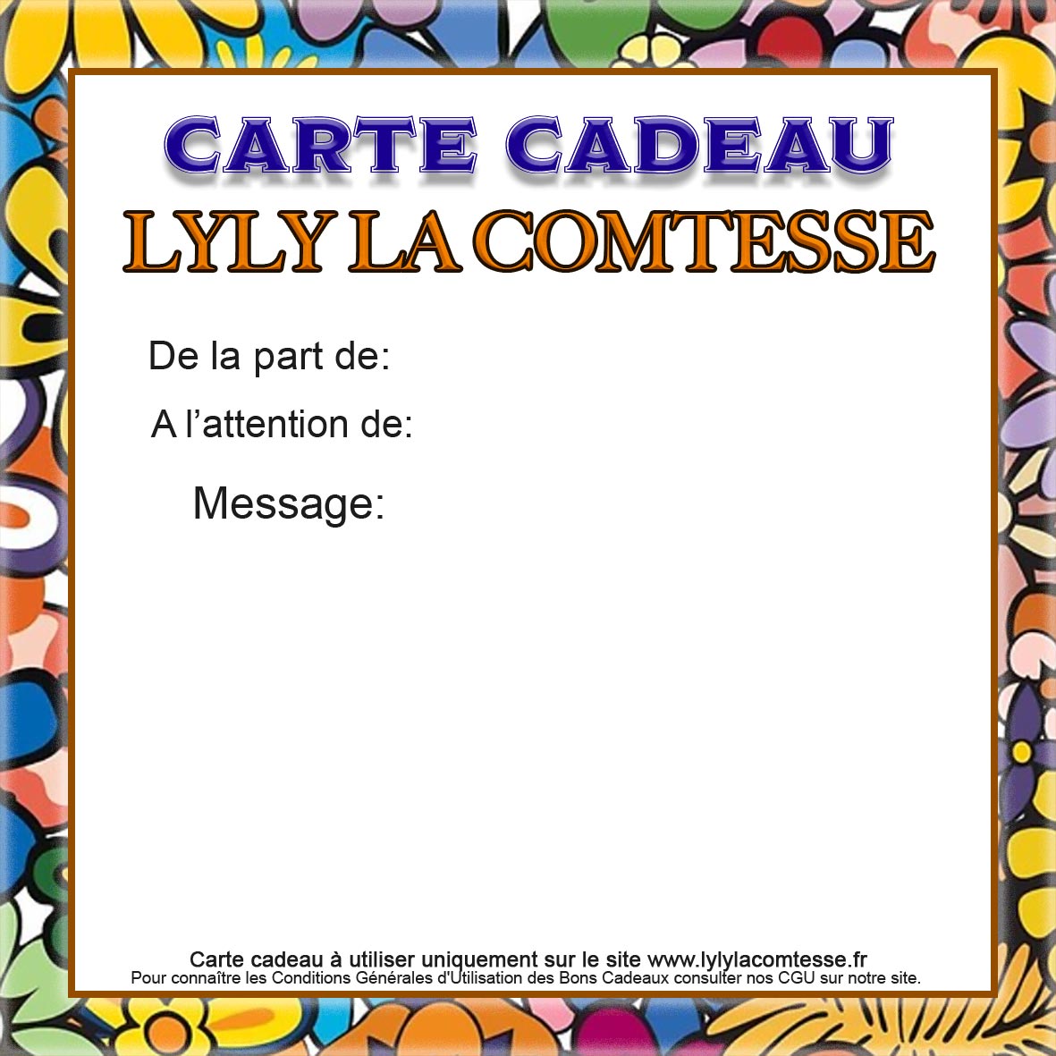 Bons Cadeaux Lyly la Comtesse