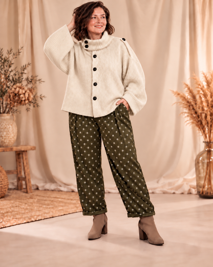 GINGER - CARDIGAN OVERSIZE BLANC CASSE JUSQU'A LA TAILLE 54