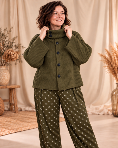 GINGER - CARDIGAN OVERSIZE KAKI JUSQU'A LA TAILLE 54