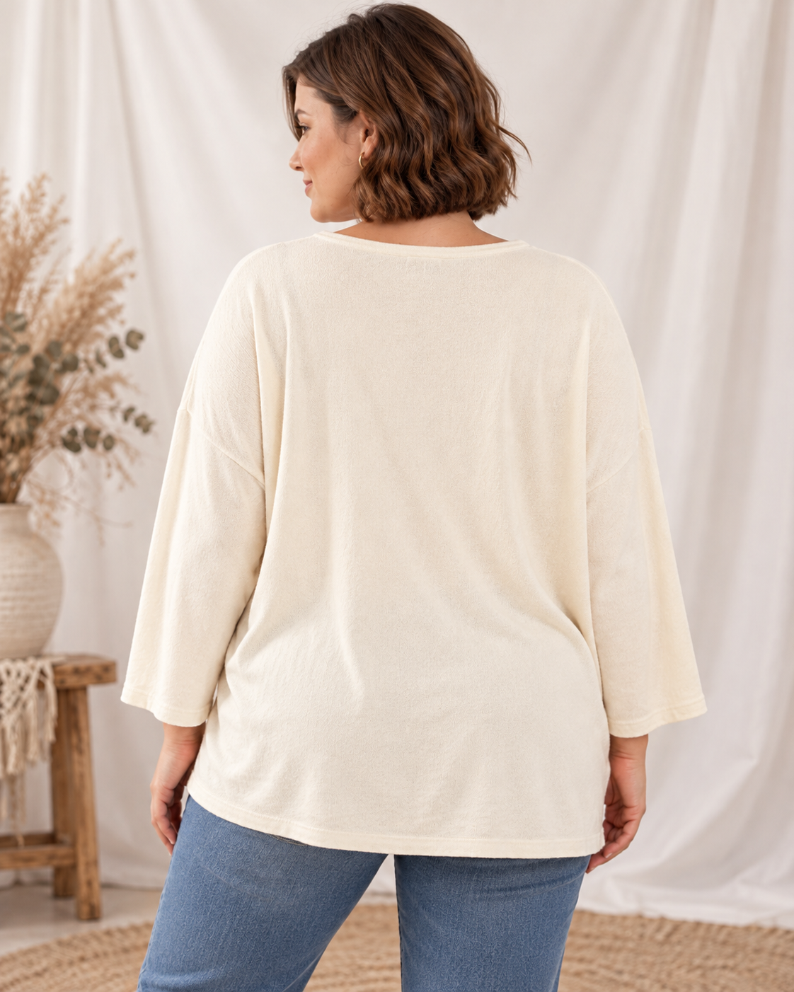 TERRY - PULL BLANC CASSE EN MAILLE AVEC CLOUS JUSQU'A LA TAILLE 54/56