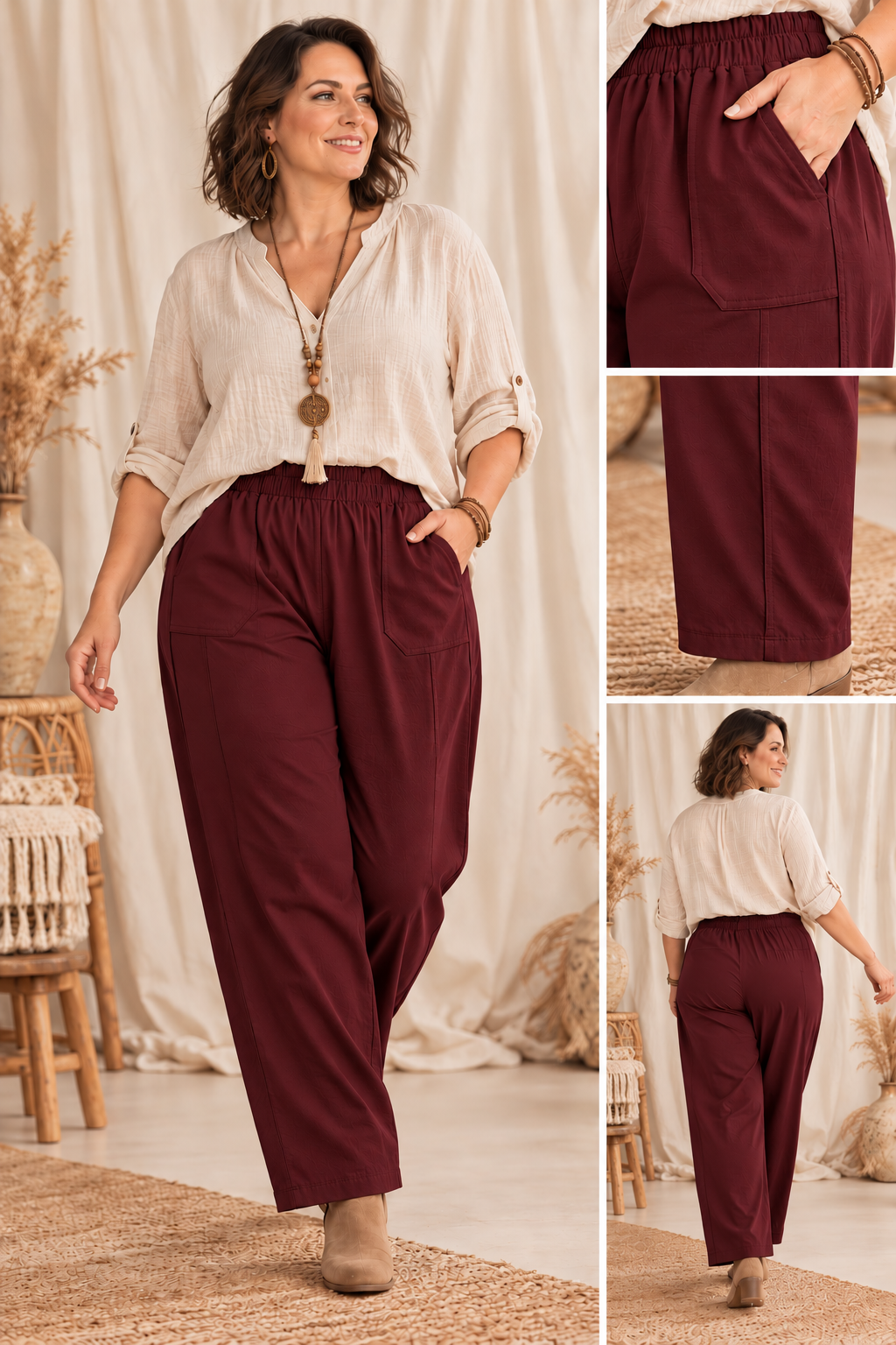 LUDOVIC - PANTALON BORDEAUX TAILLE 54 A 58/60