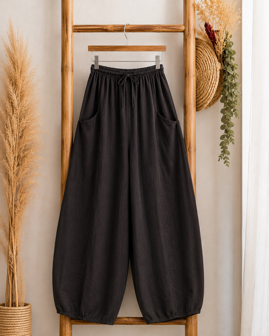 MAXOU - PANTALON MARRON COUPE BARREL FLUIDE TAILLE 48 A 54
