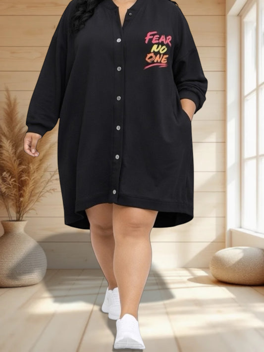 MONIKA - VESTE OVERSIZE NOIRE JUSQU'A LA TAILLE 58/60