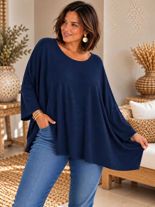 CAPRIO - PULL MARINE EN MAILLE FLUIDE JUSQU'A LA TAILLE 54
