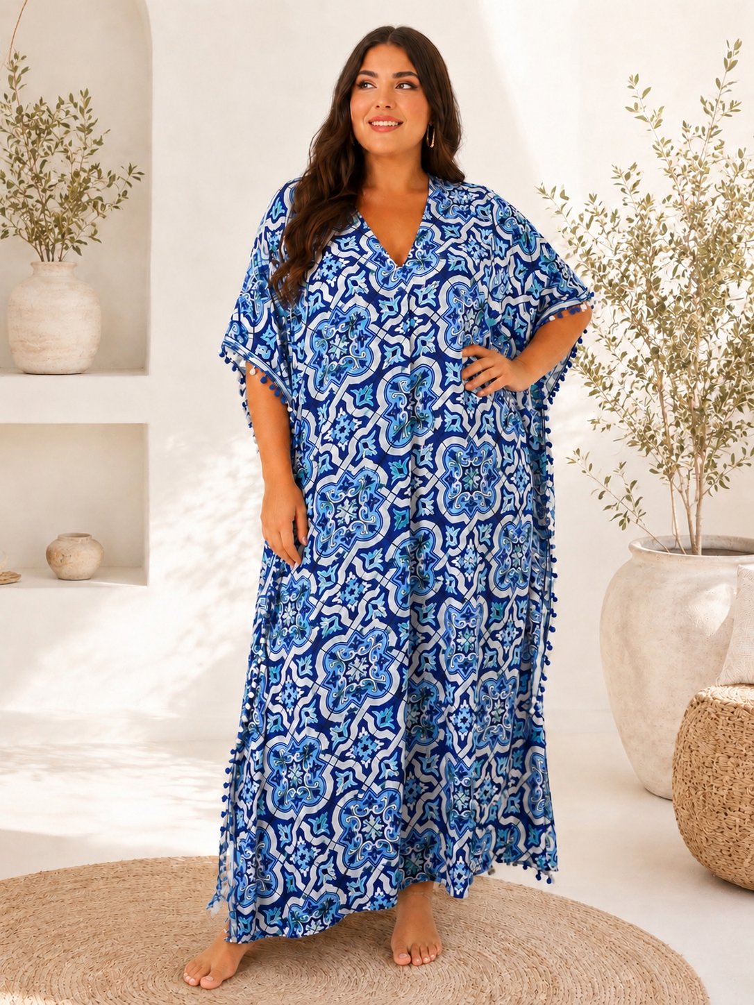 HONOLULU - ROBE LONGUE BLEUE A MOIF JUSQU'A LA TAILLE 60
