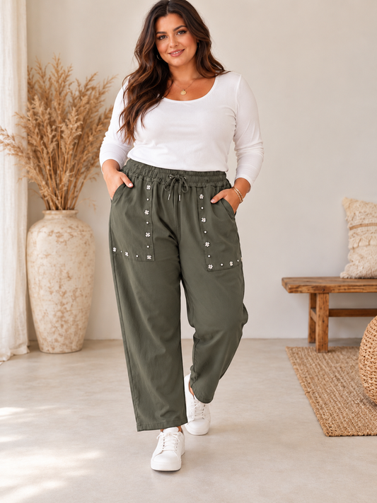 PAULIN - PANTALON SPORTSWEAR KAKI POCHES AVEC CLOUS TAILLE 46 A 52