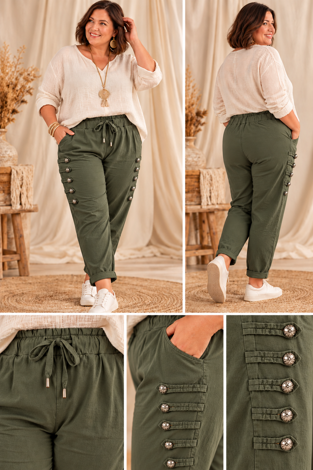 HACIENDA - PANTALON MAGIQUE OFFICIER KAKI TAILLE 46 A 54