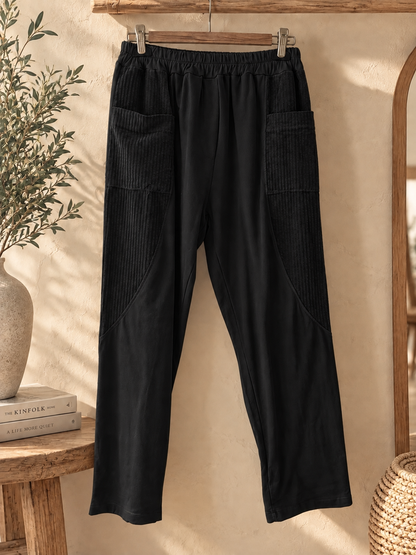 LUDO - PANTALON NOIR BI-MATIERE JUSQU'A LA TAILLE 54