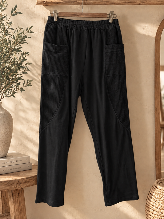 LUDO - PANTALON NOIR BI-MATIERE JUSQU'A LA TAILLE 54