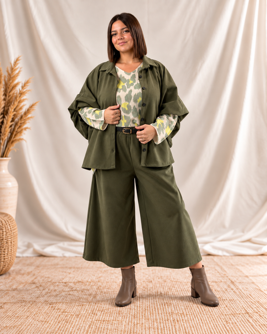 MARILOU - PANTALON JUPE CULOTTE KAKI JUSQU'A LA TAILLE 52