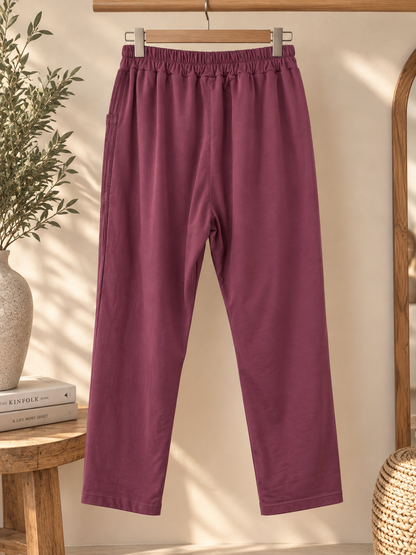 LUDO - PANTALON BORDEAUX BI-MATIERE JUSQU'A LA TAILLE 54