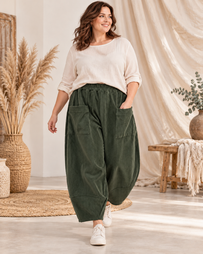 FRANCESCO - PANTALON KAKI EN VELOURS TAILLE 48 A 54