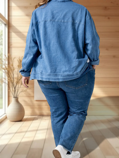 ANASTASIA - VESTE EN JEAN OVERSIZE JUSQU'A LA TAILLE 46 A 54
