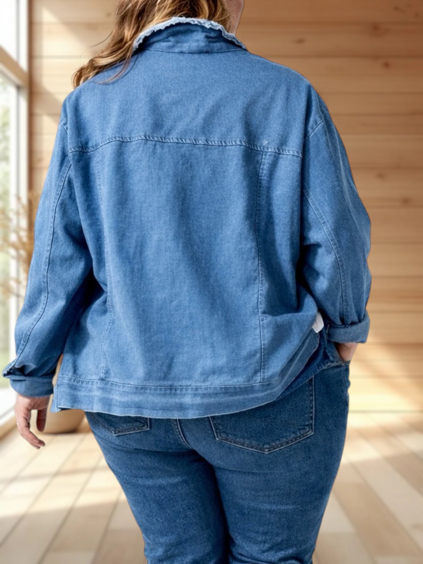 ANASTASIA - VESTE EN JEAN OVERSIZE JUSQU'A LA TAILLE 46 A 54