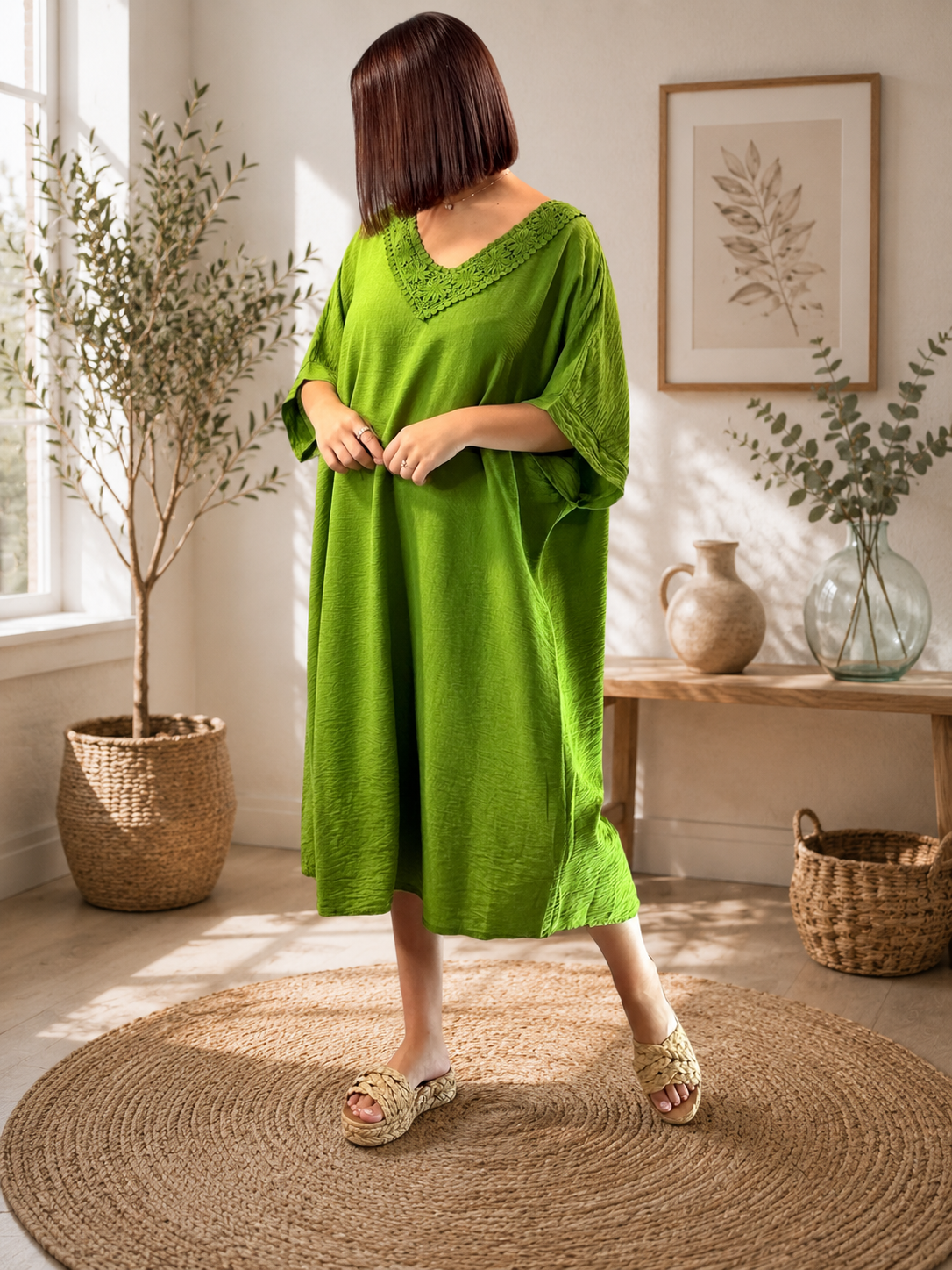 AURELIE - ROBE VERTE OVERSIZE JUSQU'A LA TAILLE 54