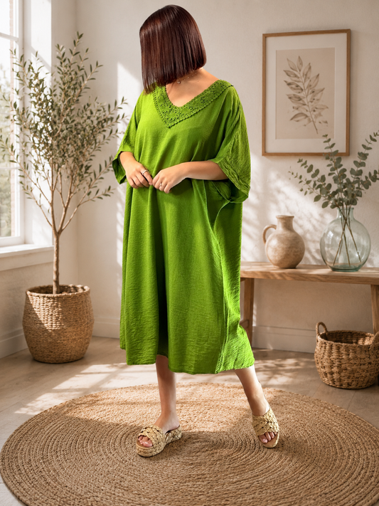 AURELIE - ROBE VERTE OVERSIZE JUSQU'A LA TAILLE 54
