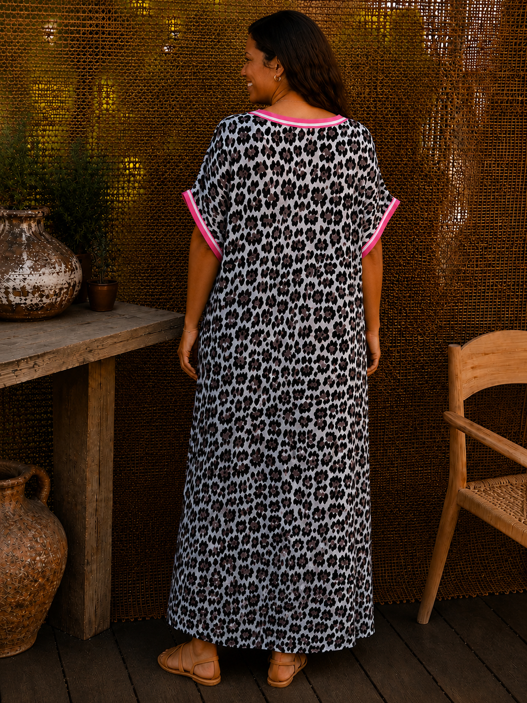 NAMIBIE - ROBE LONGUE LEOPARD JUSQU'A LA TAILLE 54/56