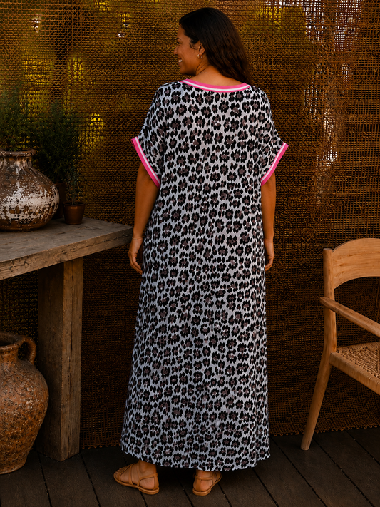 NAMIBIE - ROBE LONGUE LEOPARD JUSQU'A LA TAILLE 54/56