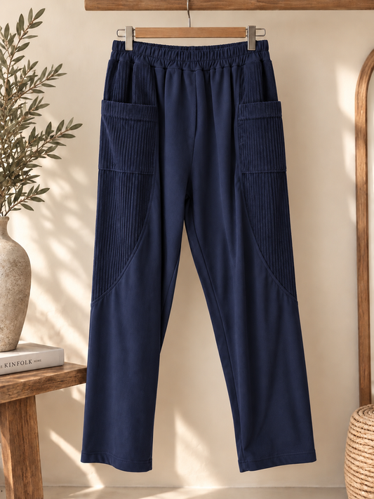 LUDO - PANTALON MARINE BI-MATIERE JUSQU'A LA TAILLE 54