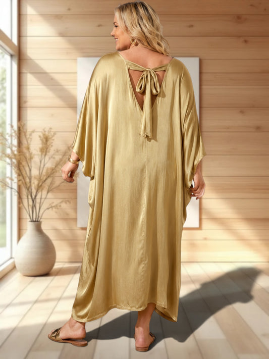 VERONE - ROBE FLUIDE CAMEL JUSQU'A LA TAILLE 52/54
