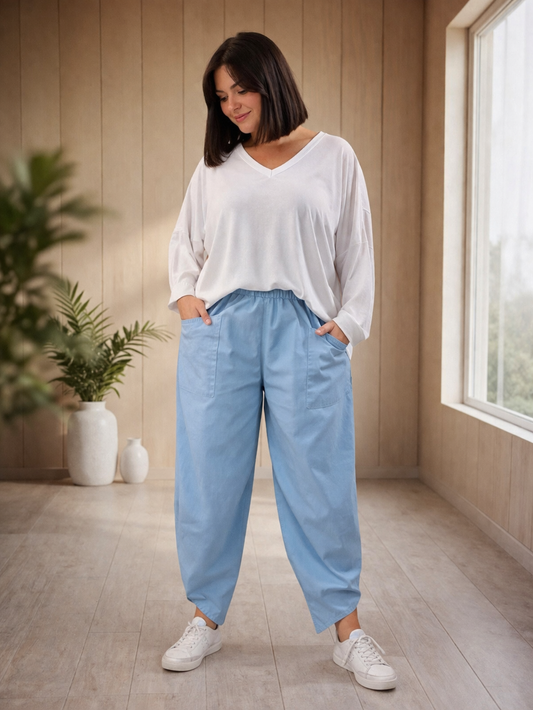 LUIGI - PANTALON SPORTSWEAR BLEU CIEL JUSQU'A UNE TAILLE 50