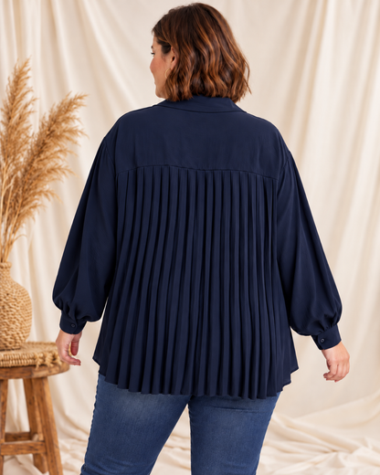 DEVA - CHEMISE MARINE DOS PLISSE JUSQU'A LA TAILLE 56