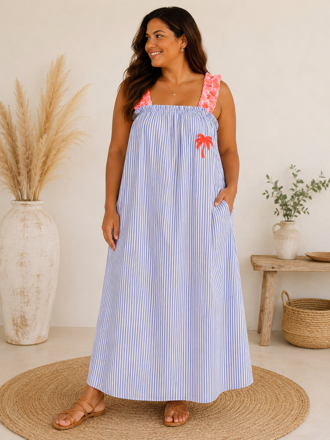 ROSITA - ROBE LONGUE A RAYURE JUSQU'A LA TAILLE 52