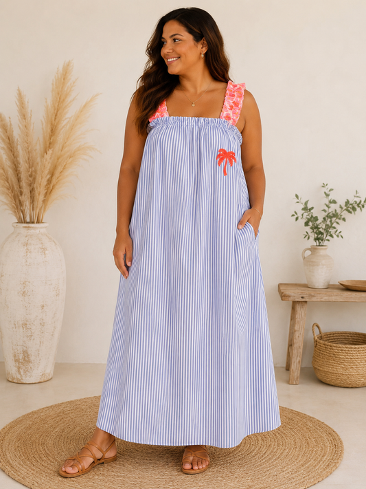 ROSITA - ROBE LONGUE A RAYURE JUSQU'A LA TAILLE 52