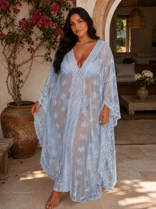 FALBALA - ROBE LONGUE BLEUE EN TULLE JUSQU'A LA TAILLE 60