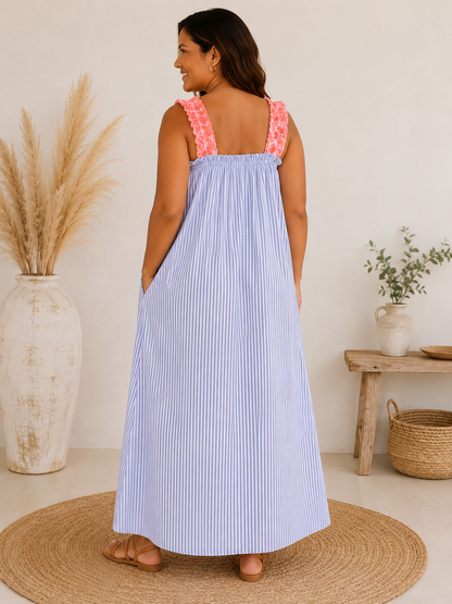 ROSITA - ROBE LONGUE A RAYURE JUSQU'A LA TAILLE 52